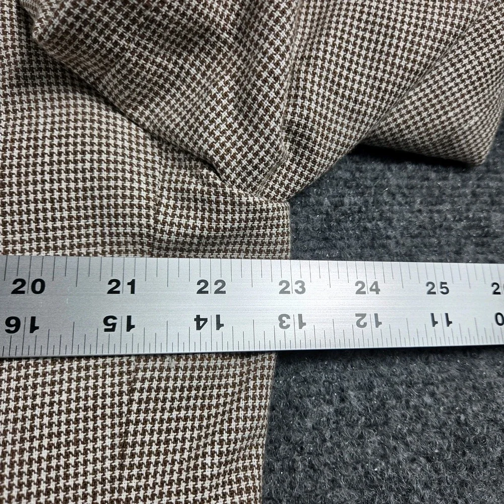 Stafford Linen Cotton Sport Coat Mens 44S Beige Houndstooth Blazer Jacket Summer